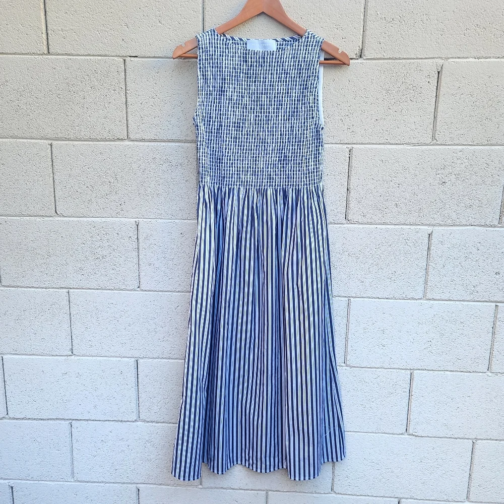 Hill House Home | Cosima Nap Dress In Navy Stripe Size Small - Picture 2 of 7